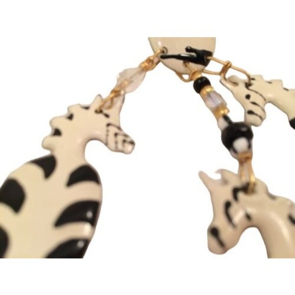 Lunch at the Ritz 88 Black White Zebra Couture Whimsical Massive Runway Earrings - Picture 5 of 7